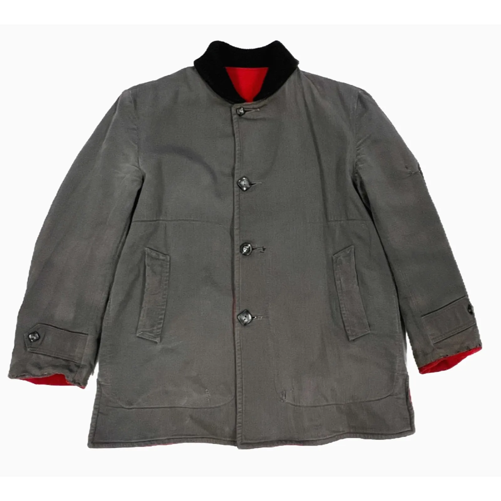 1950s VTG WOOLRICH COAT jacket RARE Car Coat Gray Cord/Reversible Red Wool M/L