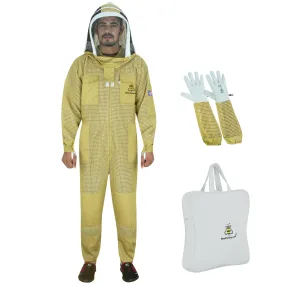 3-Layer Ultra Ventilated Beekeeping Suit with Fencing Veil | Sting-Proof Protection for Men & Women | Brown