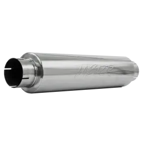 4 Inch Inlet/Outlet Quiet Tone Exhaust Muffler 24 Inch Body 6 Inch Diameter 30 Inch Overall T304 Stainless Steel MBRP