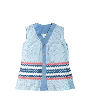 70s Blue Zig Zag Vest