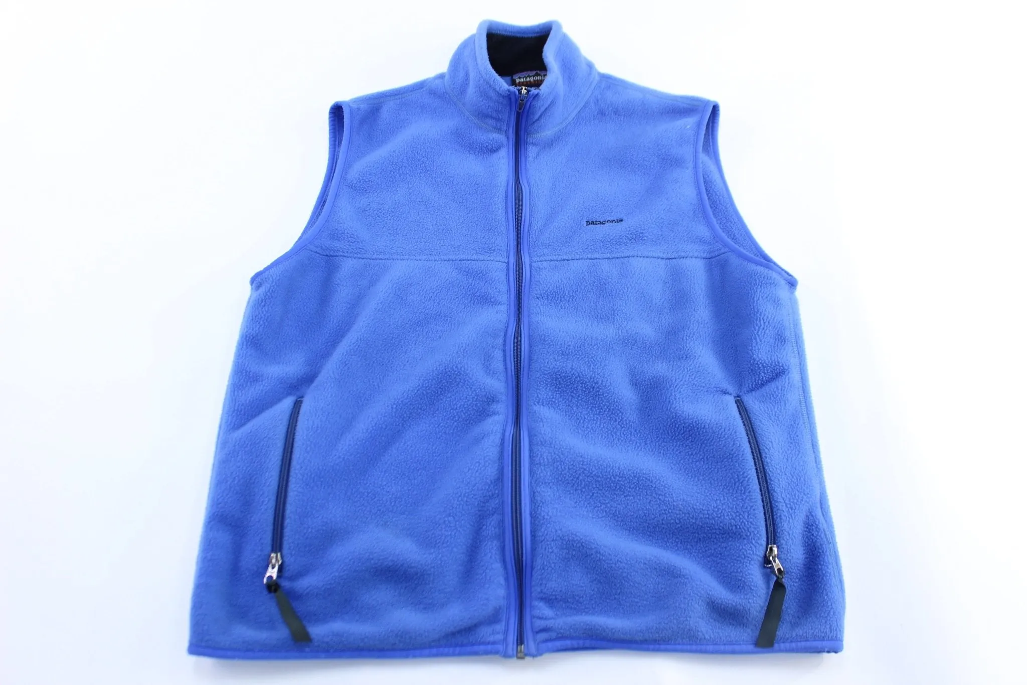 90's Patagonia Embroidered Logo Blue Fleece Zip Up Vest