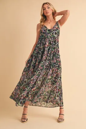 Aemi   Co Printed V-Neck Frill Tiered Cami Dress
