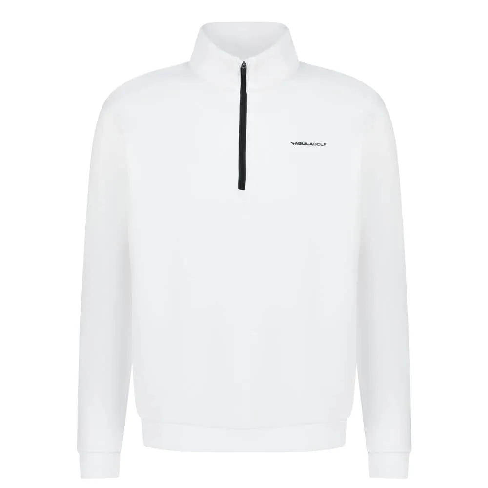 Aguila Golf Men's Pullover – White Half-Zip Long-Sleeve Fit