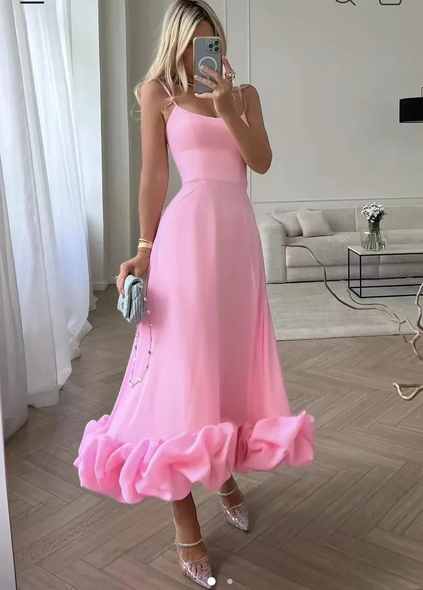 Aiertu Fashion Dress for Women Sexy High Waist Spaghetti Strap Dress for Women U Neck Sleeveless Backless Elegant Party Formal Dress