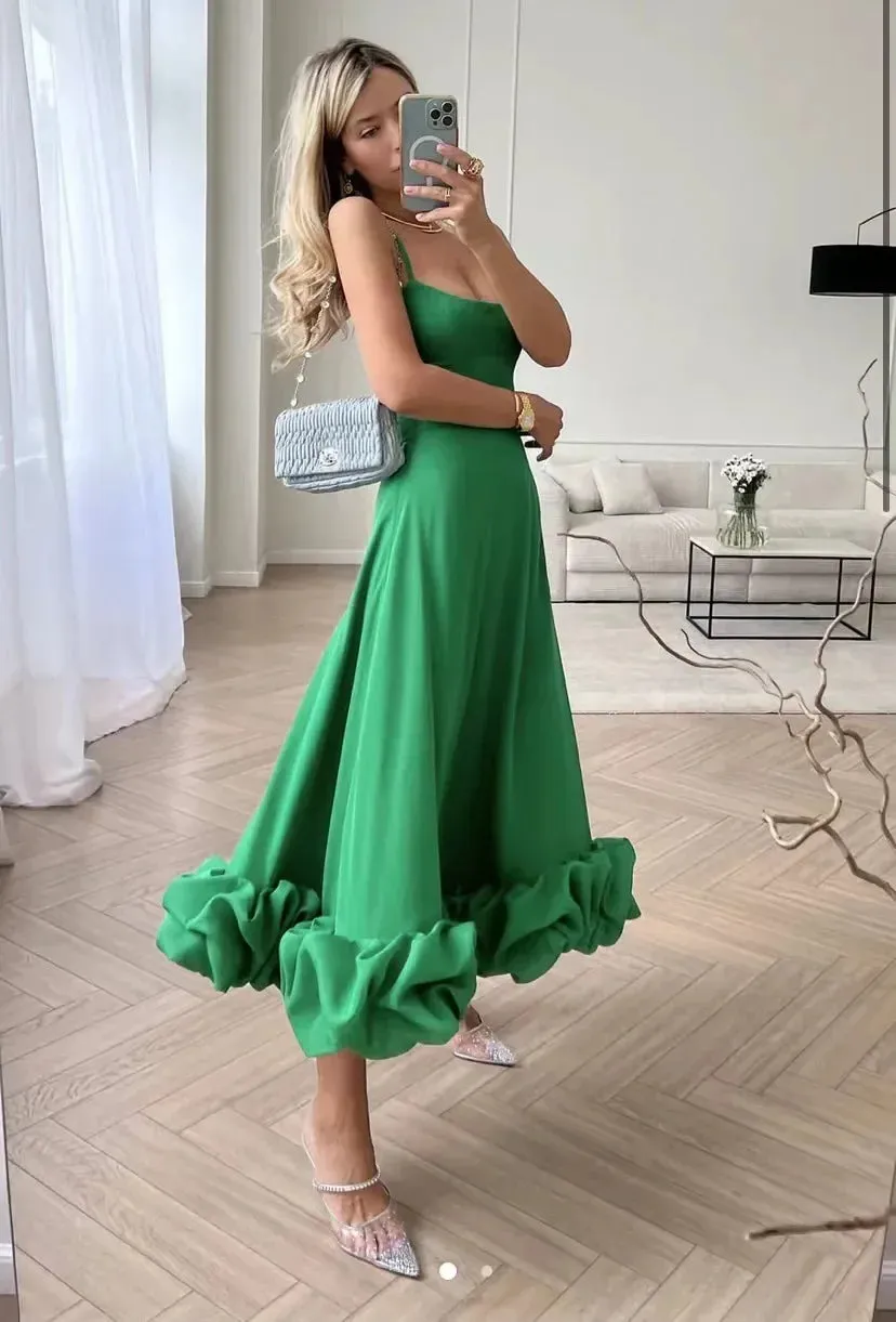 Aiertu Fashion Dress for Women Sexy High Waist Spaghetti Strap Dress for Women U Neck Sleeveless Backless Elegant Party Formal Dress