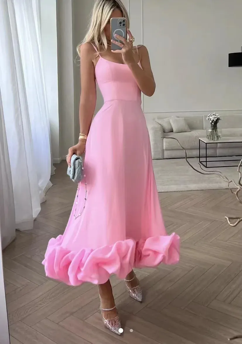 Aiertu Fashion Dress for Women Sexy High Waist Spaghetti Strap Dress for Women U Neck Sleeveless Backless Elegant Party Formal Dress