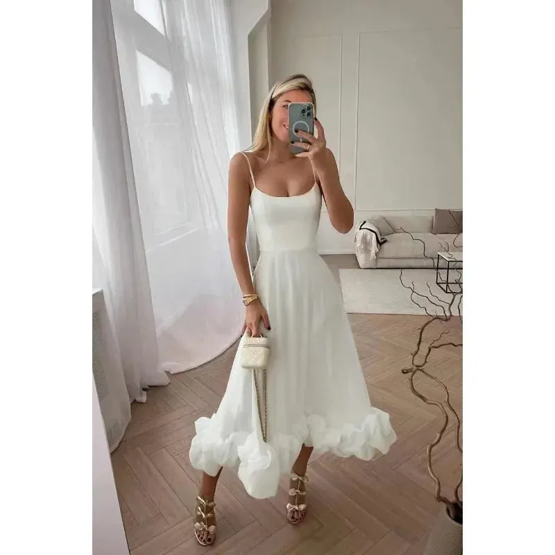 Aiertu Fashion Dress for Women Sexy High Waist Spaghetti Strap Dress for Women U Neck Sleeveless Backless Elegant Party Formal Dress