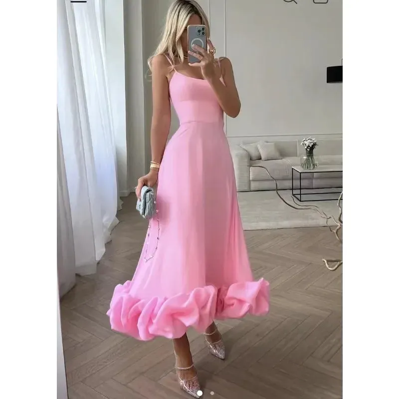 Aiertu Fashion Dress for Women Sexy High Waist Spaghetti Strap Dress for Women U Neck Sleeveless Backless Elegant Party Formal Dress