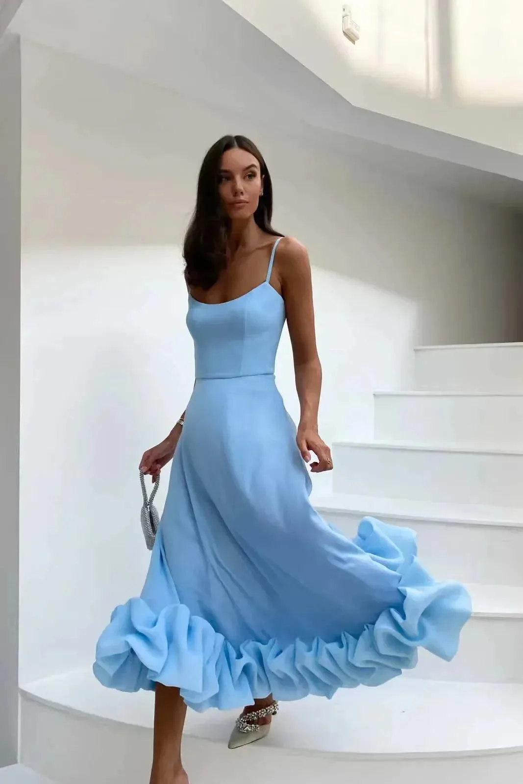 Aiertu Fashion Dress for Women Sexy High Waist Spaghetti Strap Dress for Women U Neck Sleeveless Backless Elegant Party Formal Dress