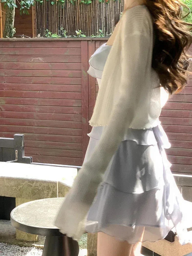 Aiertu Summer Elegant Formal Mini Dress Women Basic Sleeveless Chiffon Strap Dress Female Y2k Short Party Dress Solid Korean Chic
