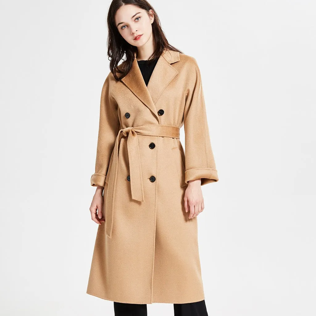AIGYPTOS - Originai Classic Woolen Mid-Length Autumn and Winter Coat Double-Sided Cashmere Coat Wavy Cashmere High-End Coat