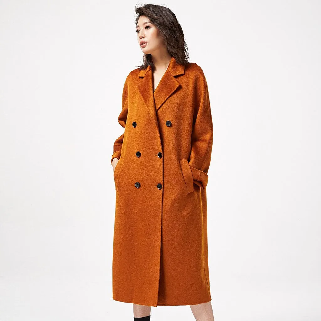 AIGYPTOS - Originai Classic Woolen Mid-Length Autumn and Winter Coat Double-Sided Cashmere Coat Wavy Cashmere High-End Coat