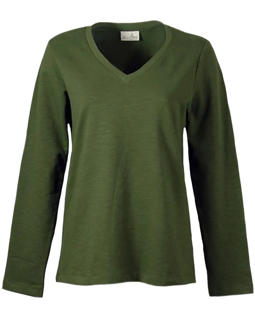 AKWA Ladies' Slub Terry V-Neck Pullover