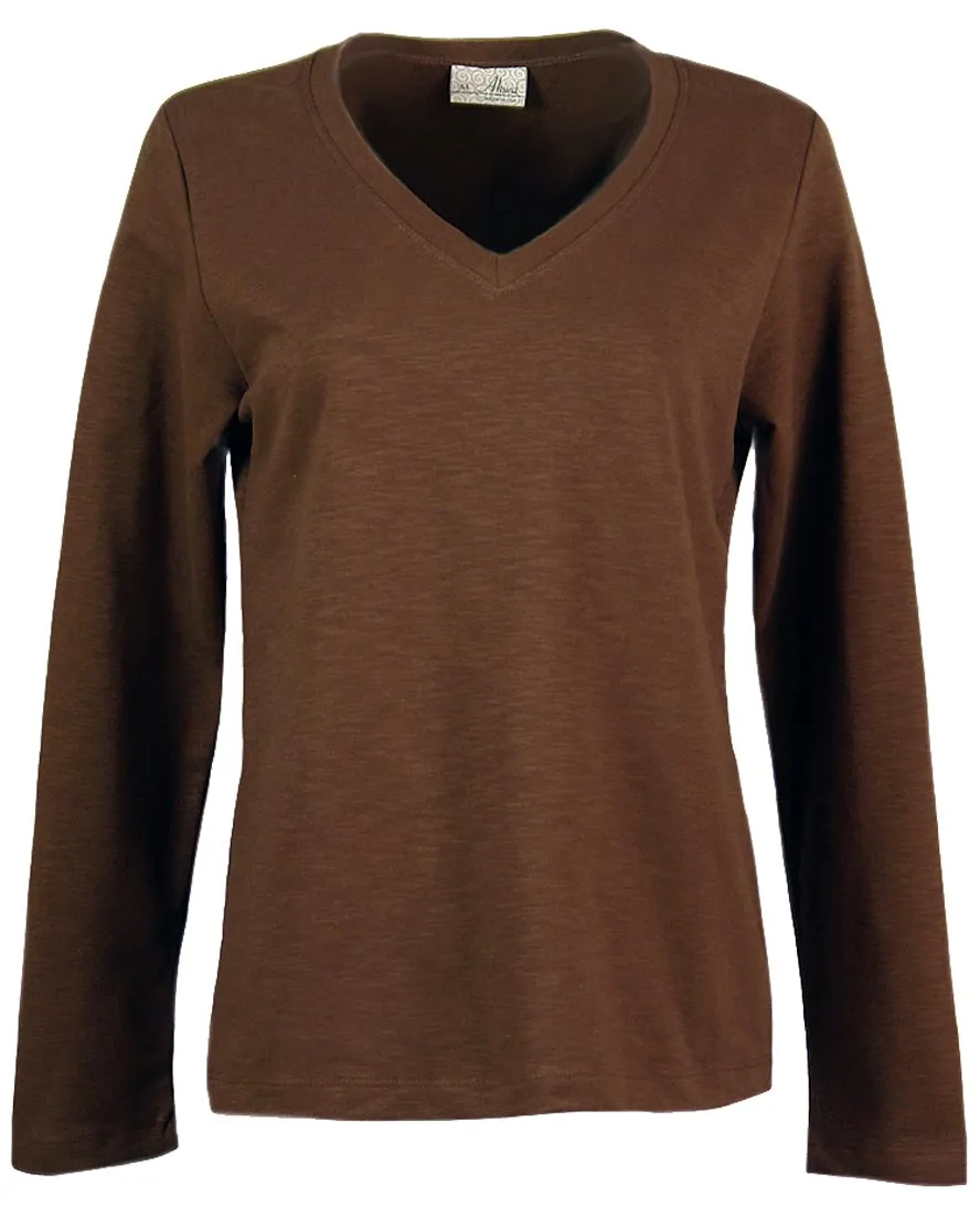 AKWA Ladies' Slub Terry V-Neck Pullover