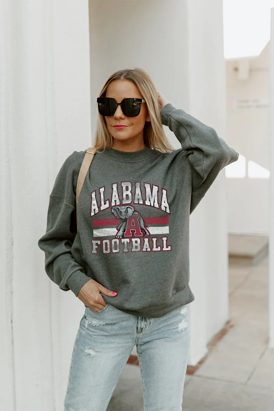 ALABAMA CRIMSON TIDE PLAYMAKER PREMIUM FLEECE DROP SHOULDER CREWNECK PULLOVER