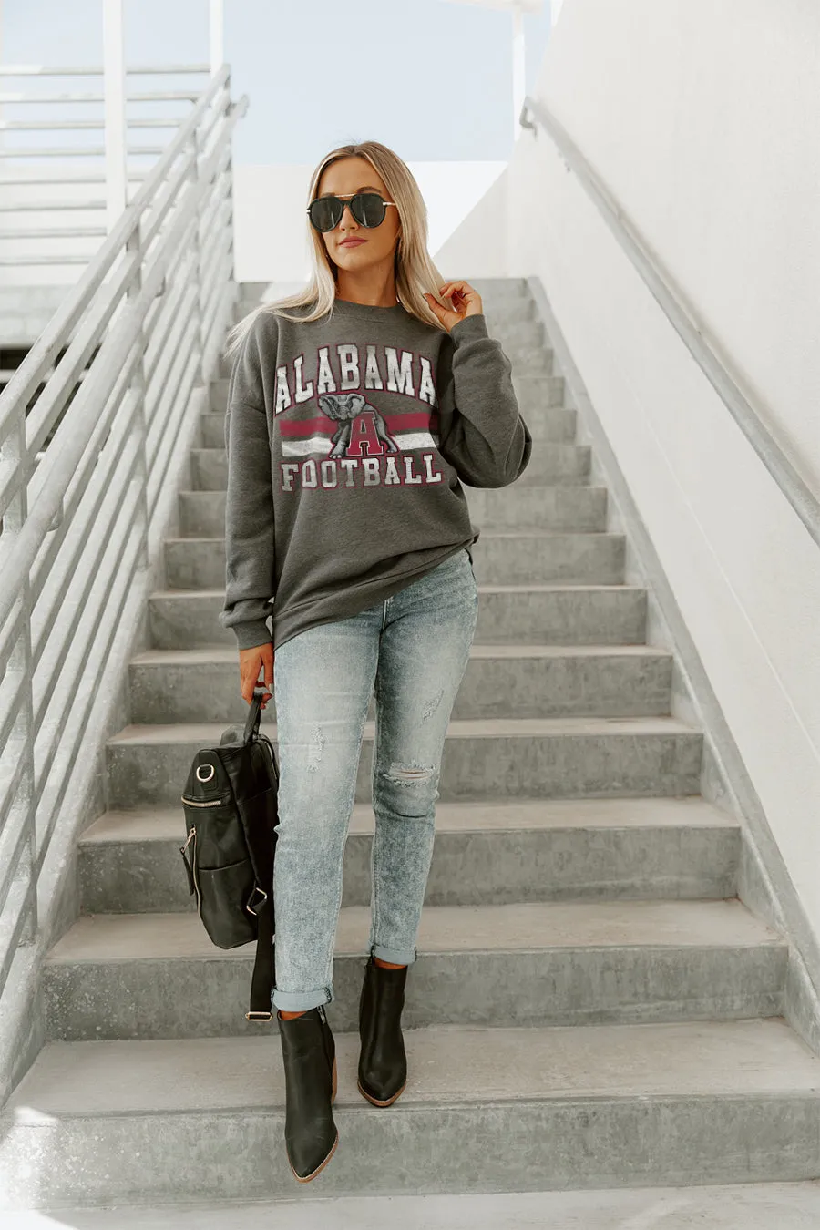 ALABAMA CRIMSON TIDE PLAYMAKER PREMIUM FLEECE DROP SHOULDER CREWNECK PULLOVER