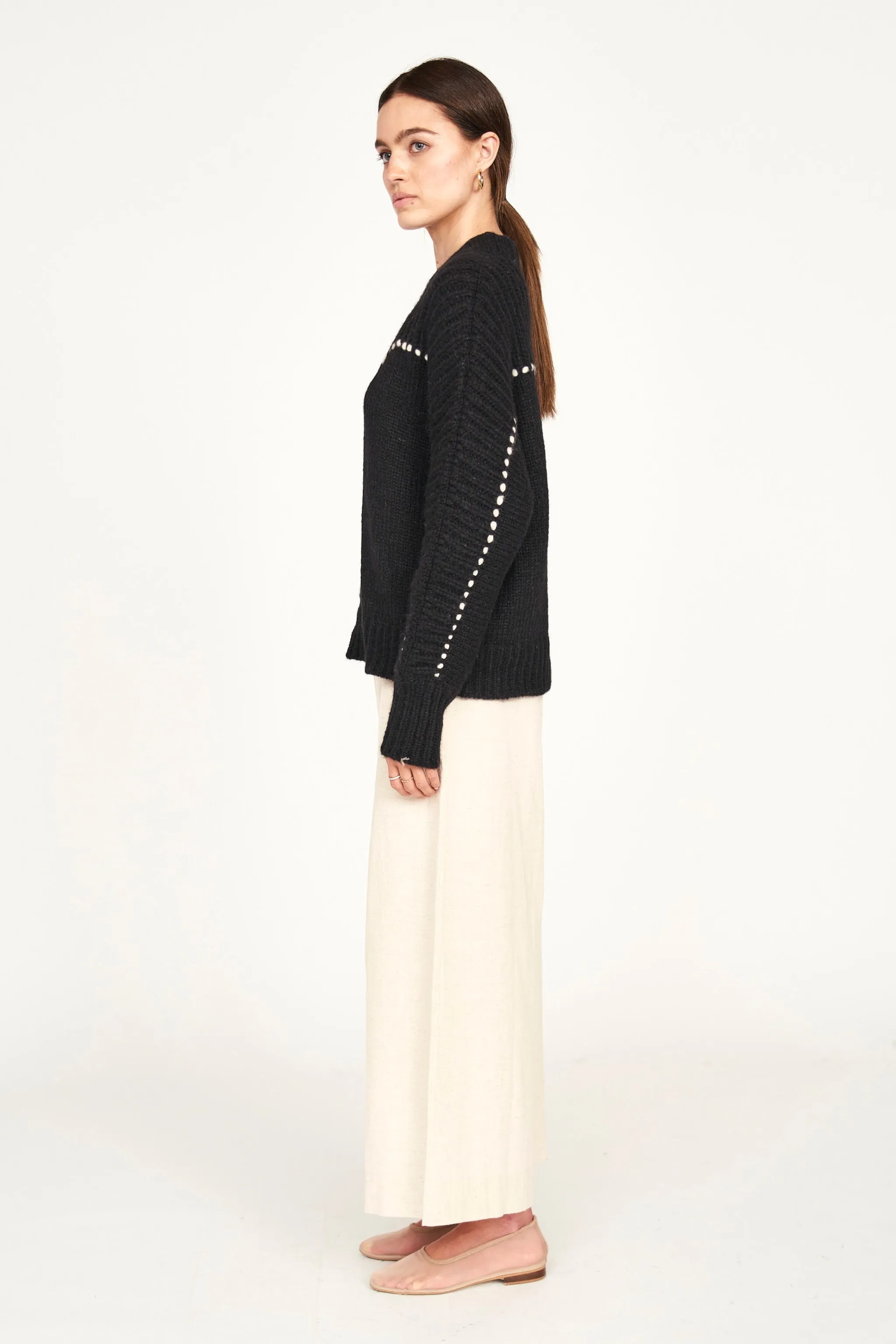 Andermatt Pullover in Black/Ivory