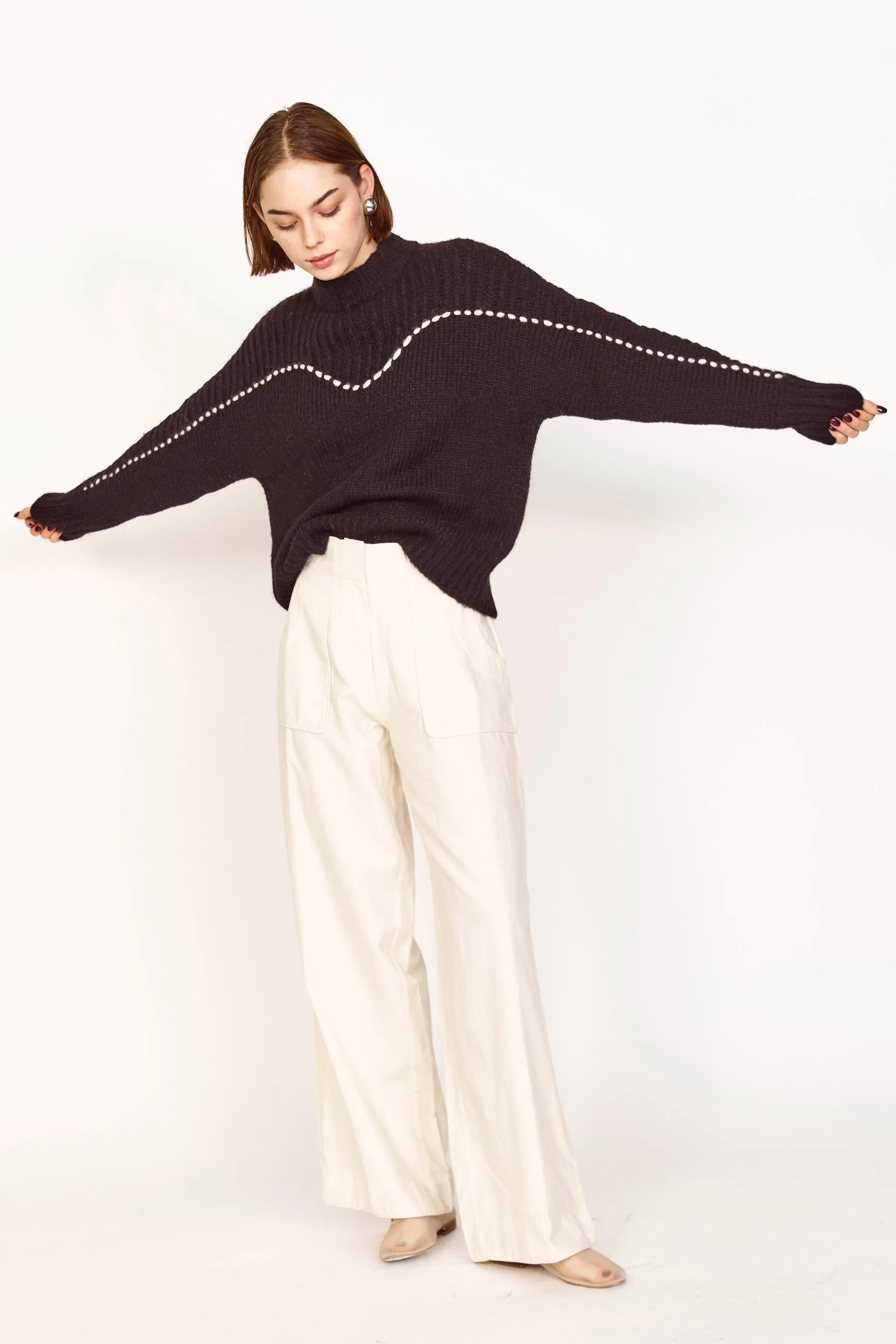 Andermatt Pullover in Black/Ivory