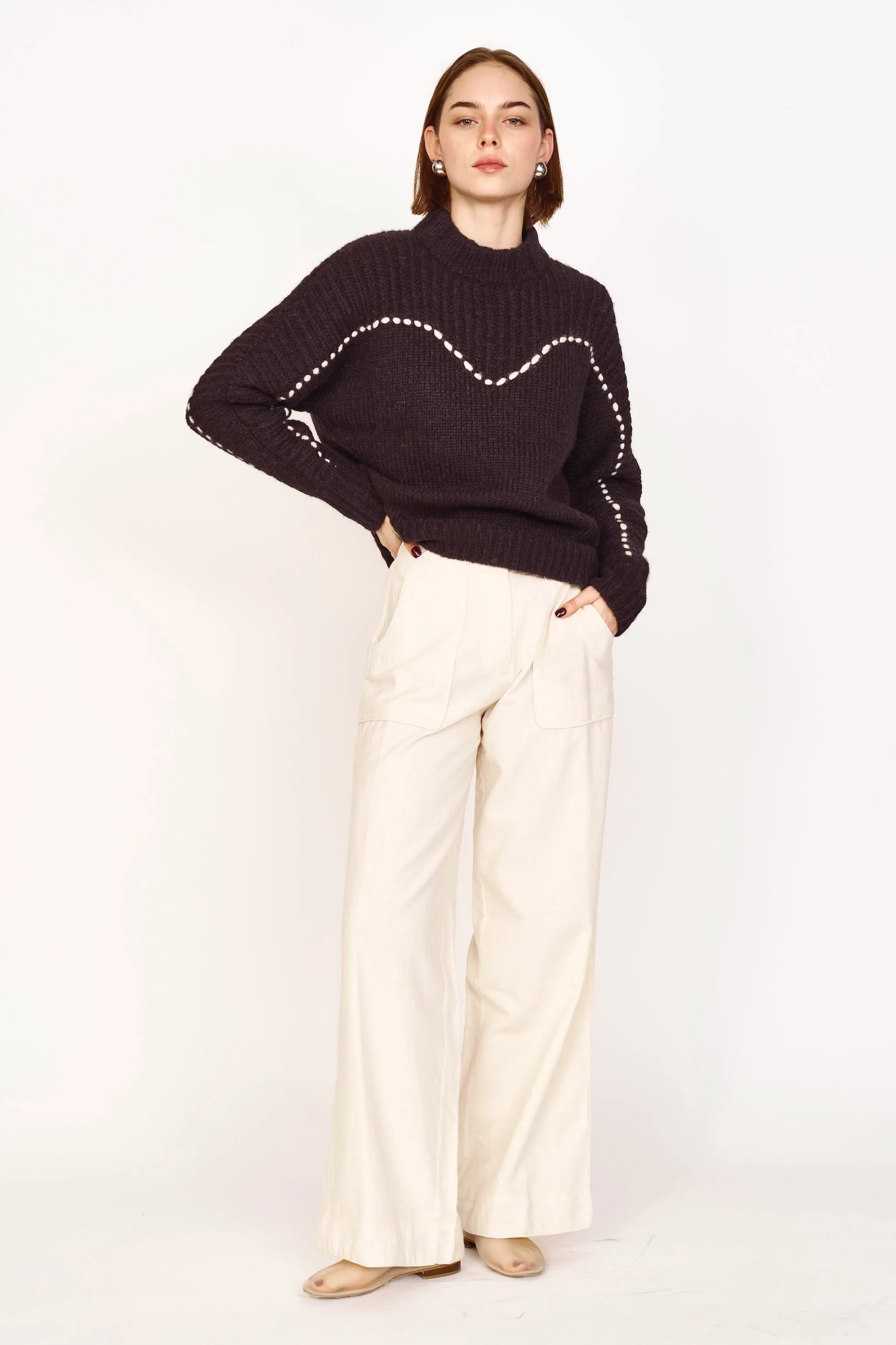 Andermatt Pullover in Black/Ivory