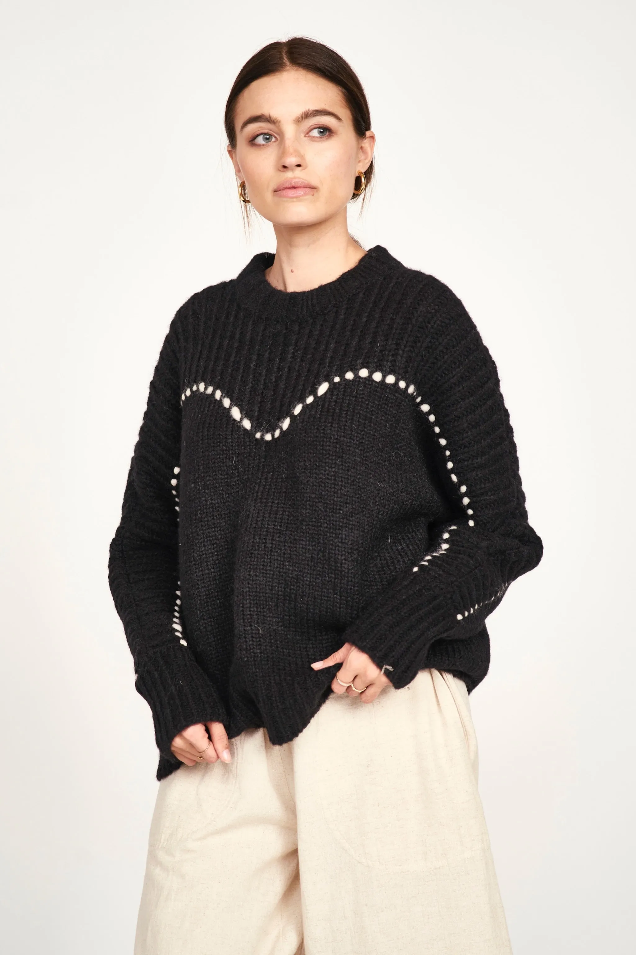 Andermatt Pullover in Black/Ivory