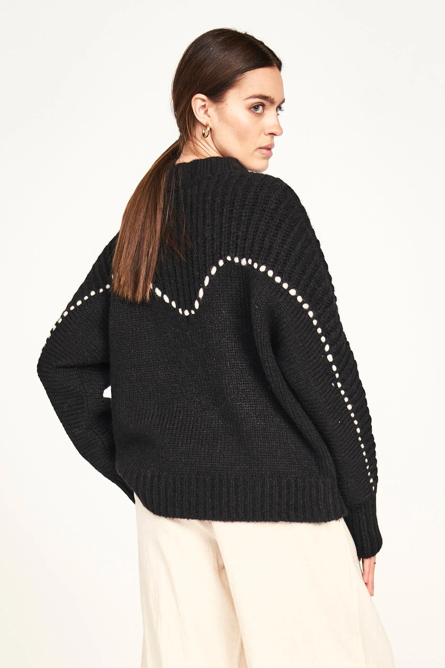 Andermatt Pullover in Black/Ivory