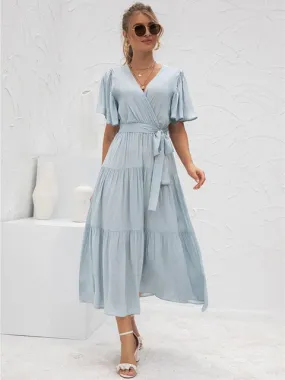 Annabella Solid Vintage Midi Dress