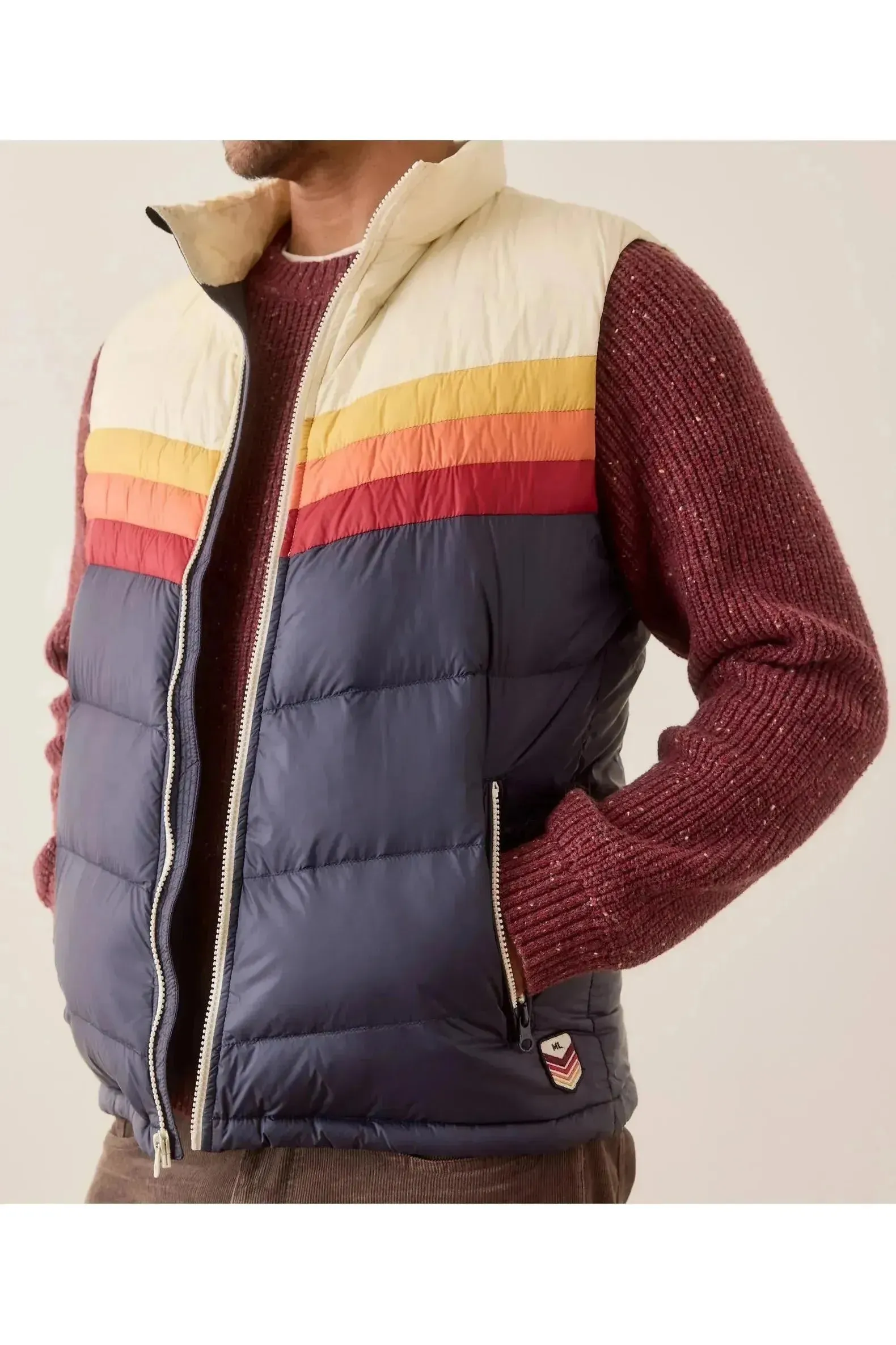 Archive Boreal Puffer Vest - Navy Sunset Colorblock
