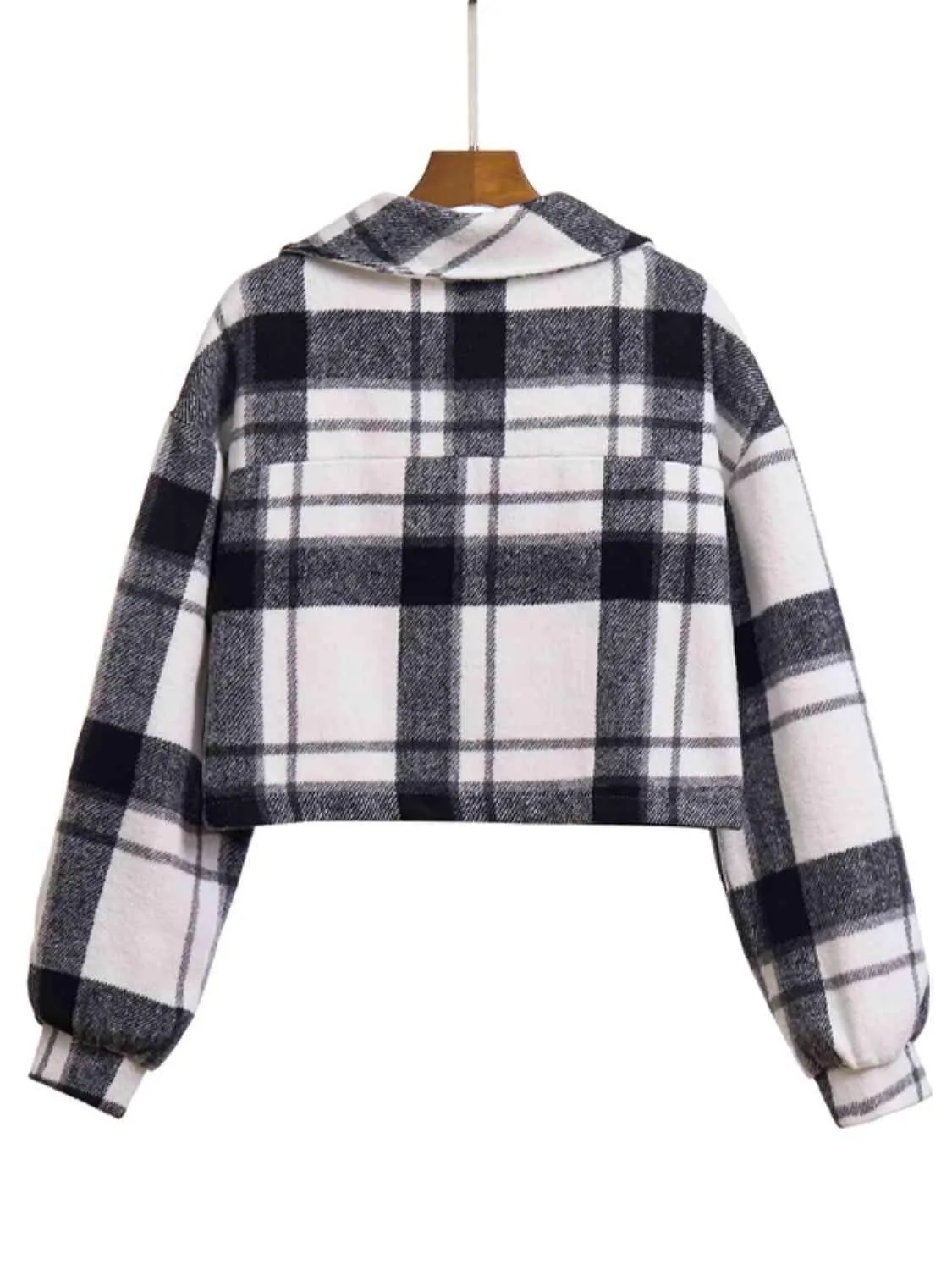 Autumn Fashionista Plaid Cropped Shirt Jacket