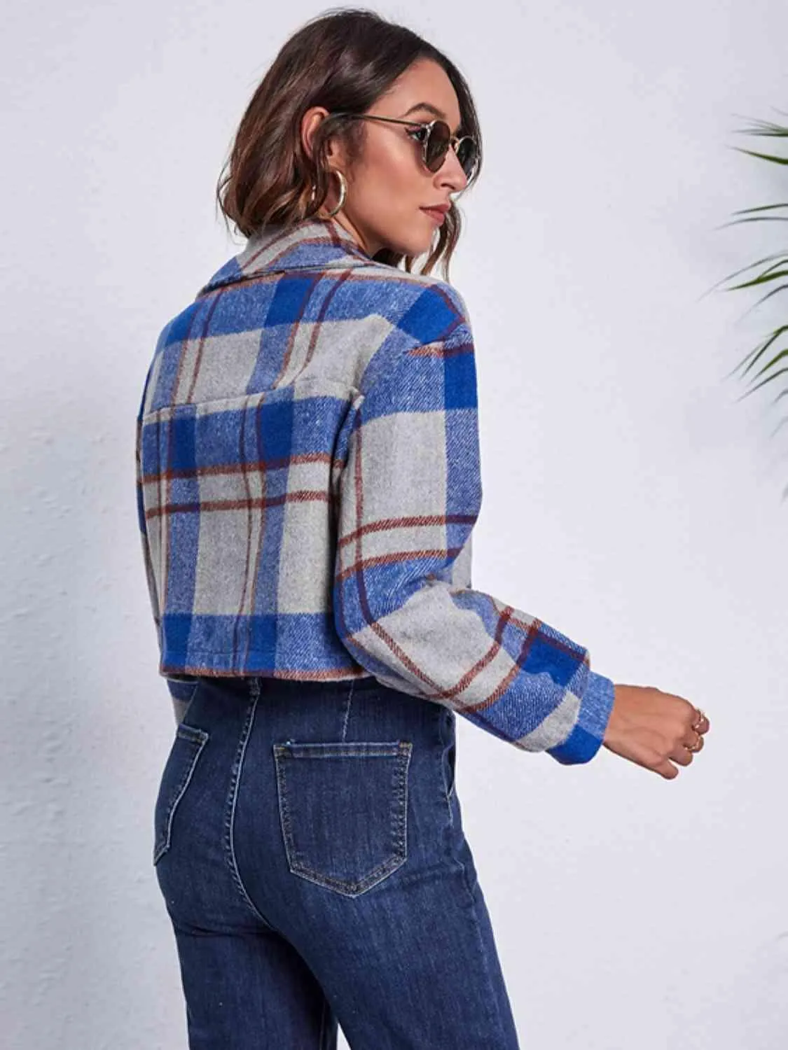 Autumn Fashionista Plaid Cropped Shirt Jacket