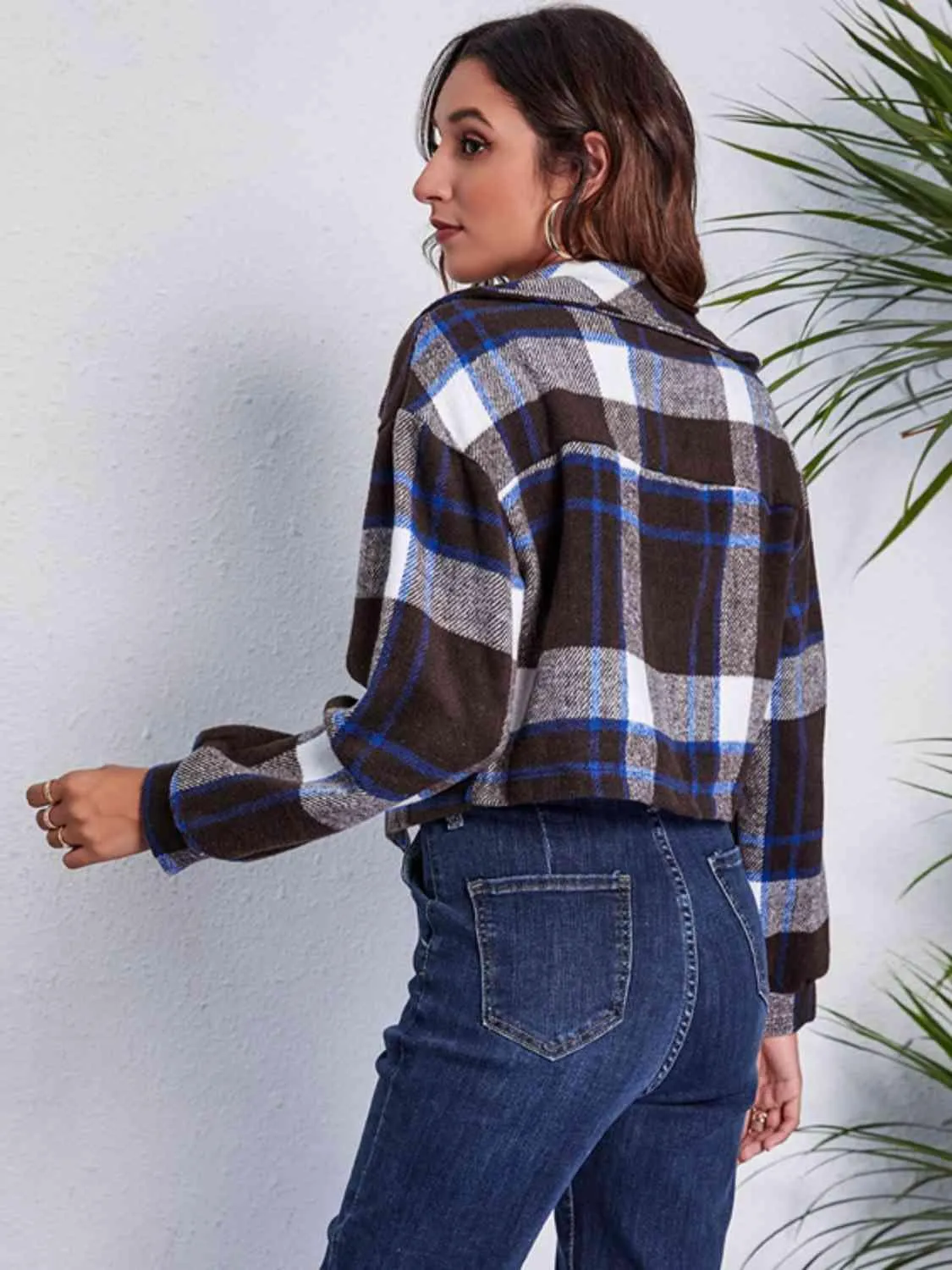 Autumn Fashionista Plaid Cropped Shirt Jacket