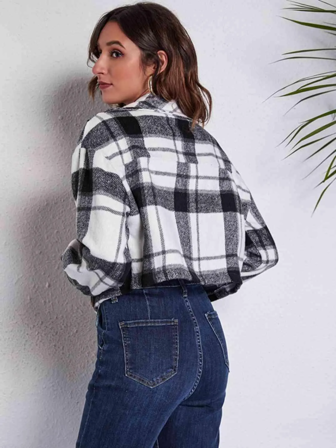 Autumn Fashionista Plaid Cropped Shirt Jacket