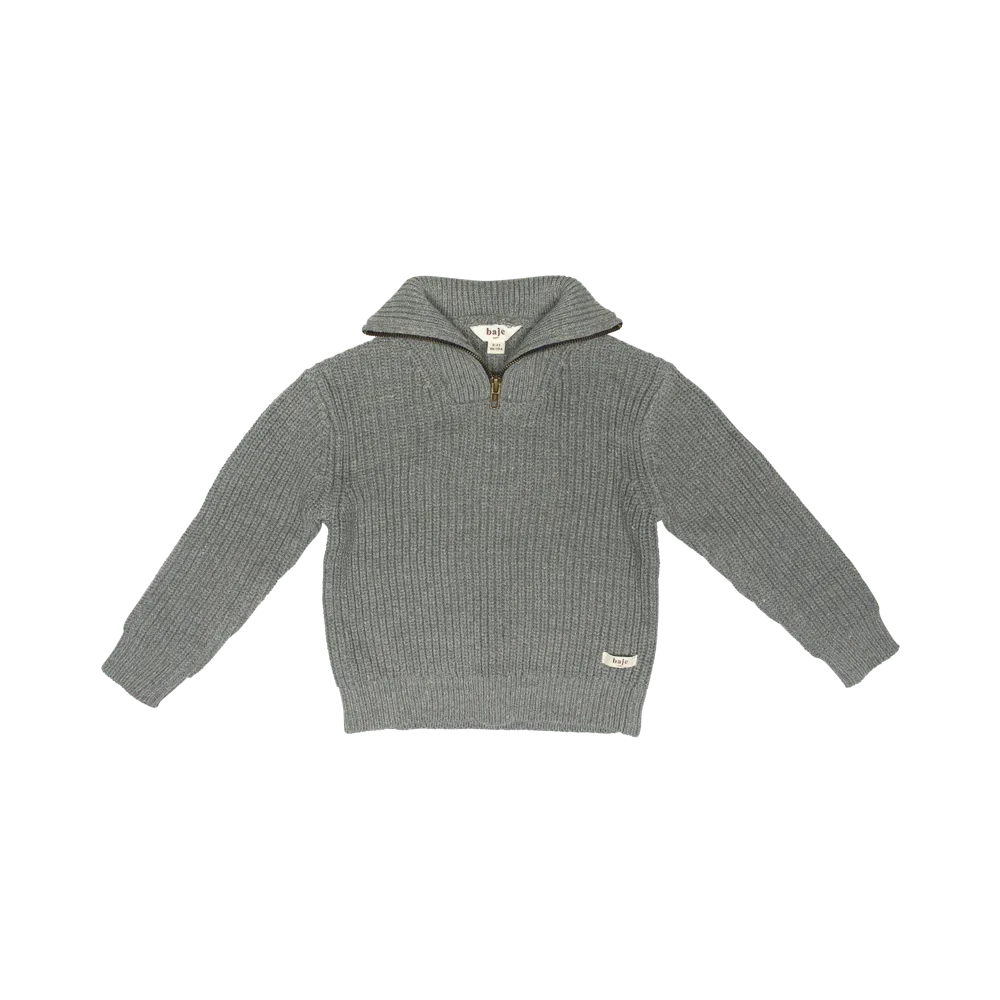 Baje Studio Lennox knit zipper pullover grey dark