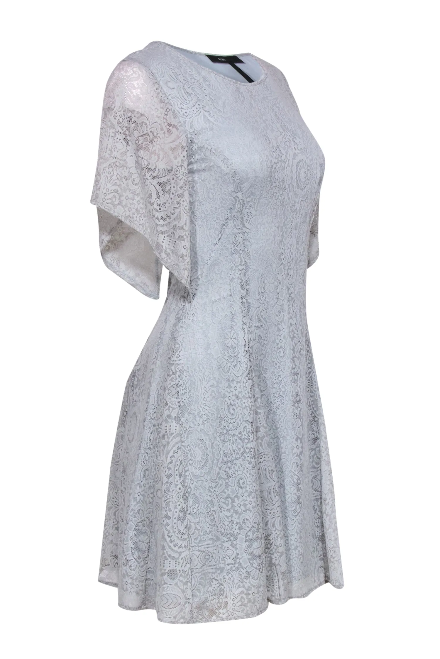 BCBG Max Azria - Icy Blue Lace Flounce Sleeve A-Line Dress Sz XS