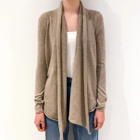 Beige Cashmere Waterfall Cardigan Extra Small