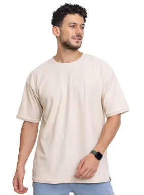 Beige Rhombus Over Size Round T-Shirt