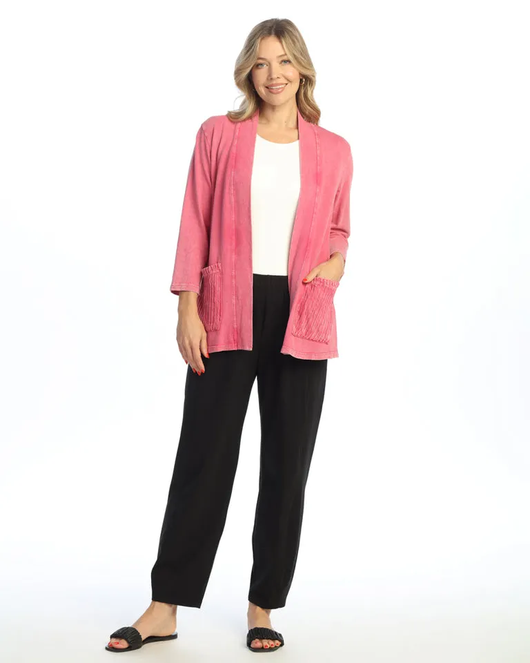 Berry French Terry Kimono Jacket With Patch Pockets
