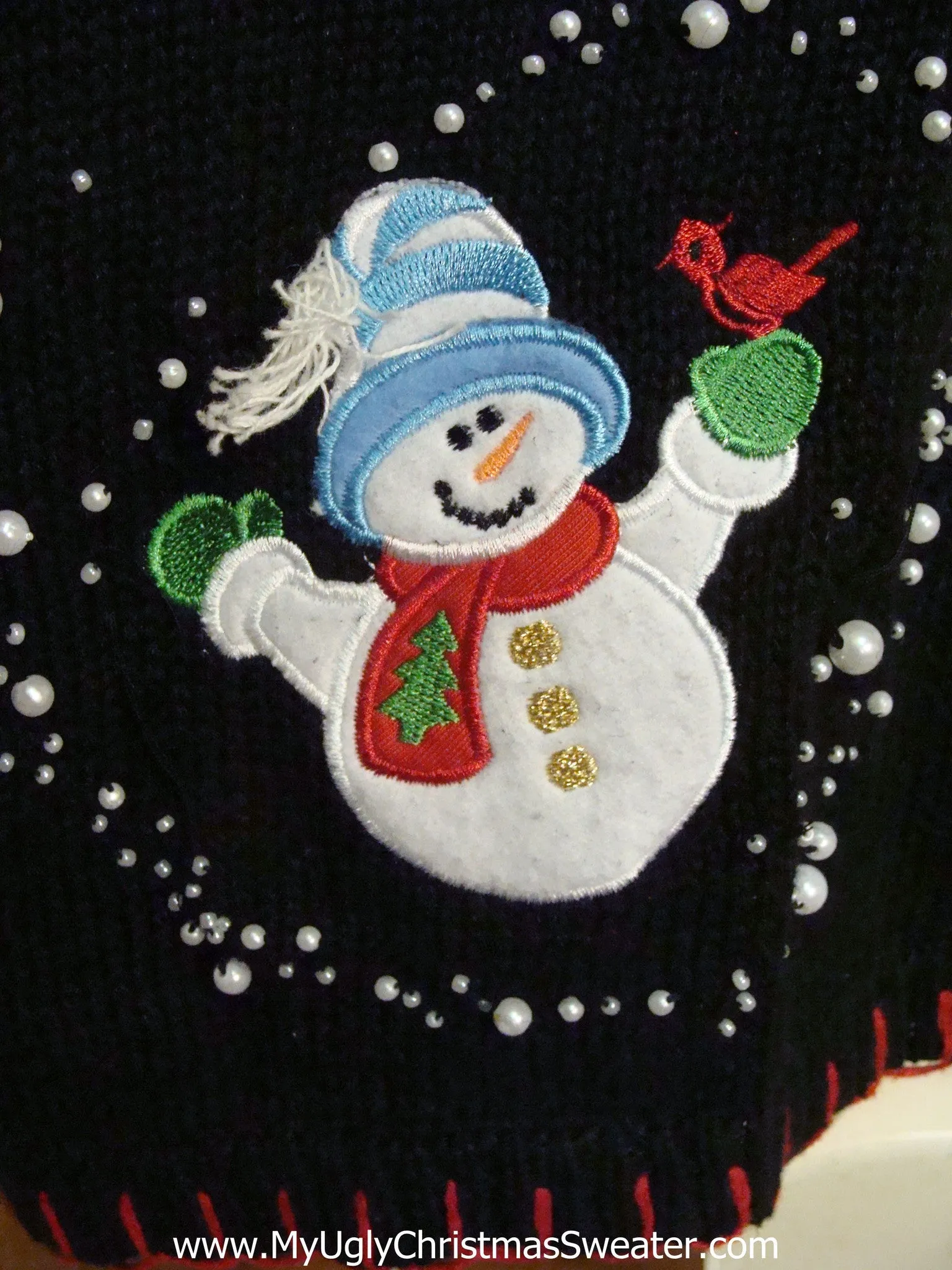 Big Size Snowman in Bubbles Themed Ugly Christmas Sweater Vest