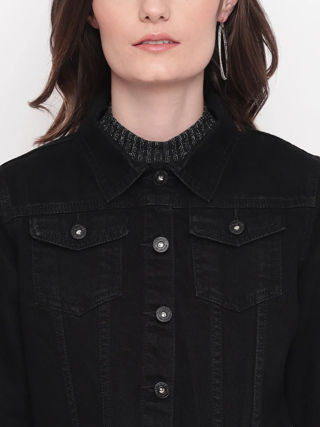 Black Cropped Denim Jacket
