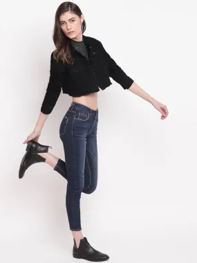 Black Cropped Denim Jacket