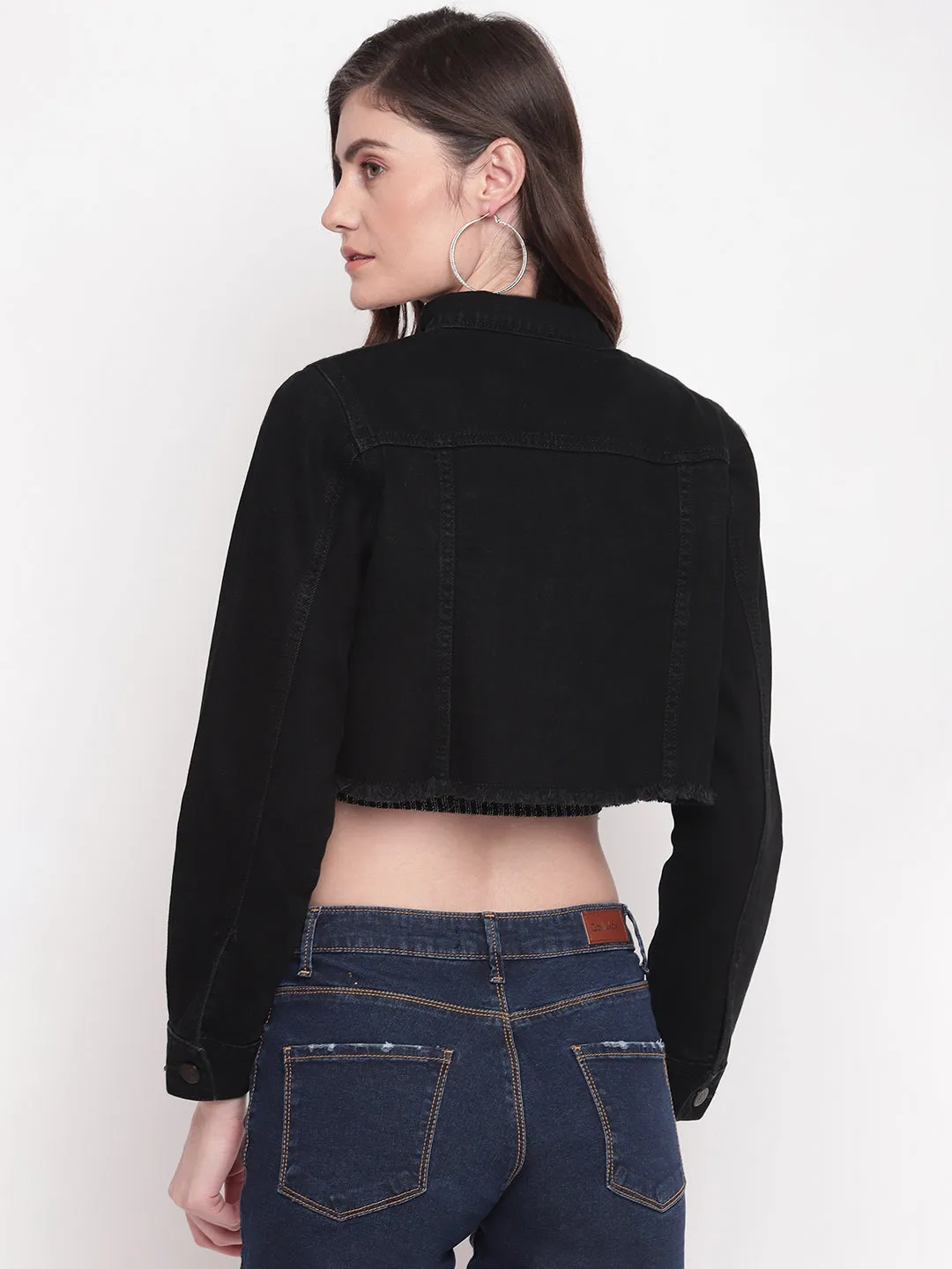 Black Cropped Denim Jacket