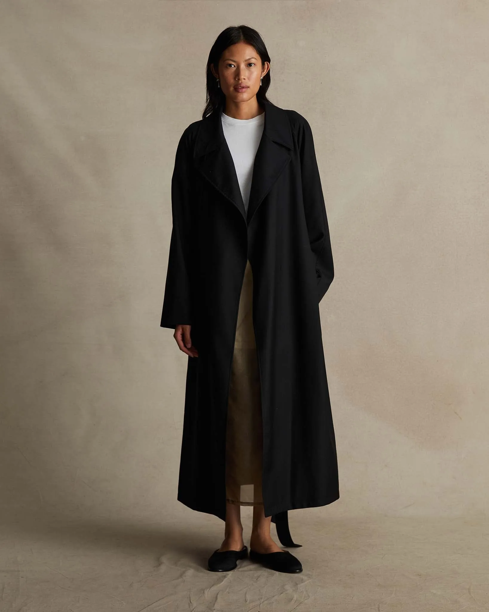 Black Wool Trench Coat