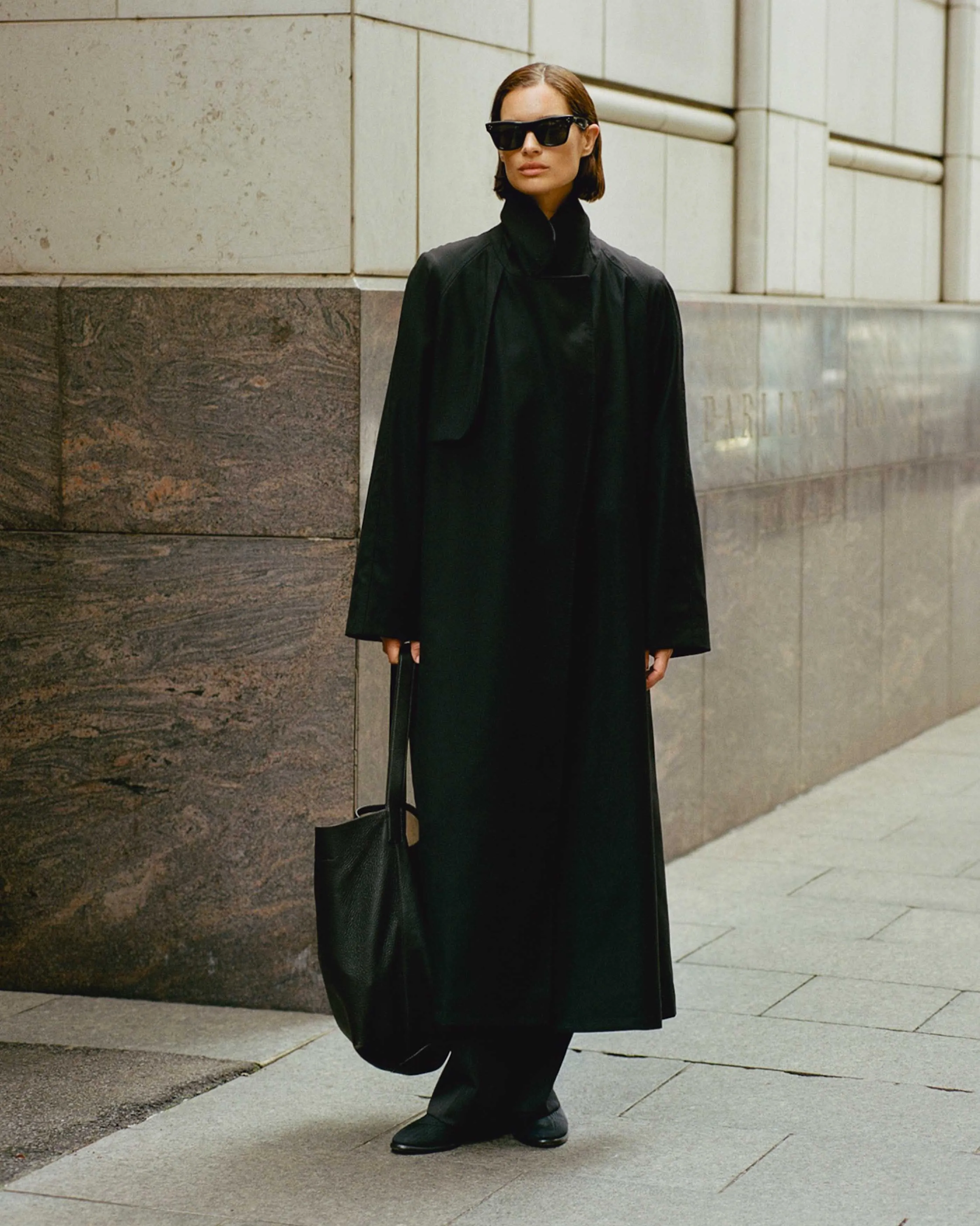 Black Wool Trench Coat