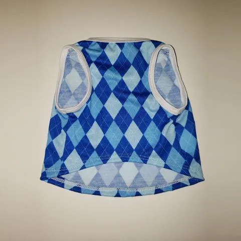 Blue Argyle Cat and Dog T-Shirt