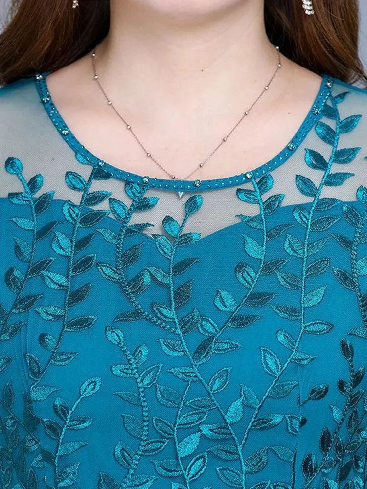 Blue Chiffon Mesh Korean Dress: Elegant Summer Fashion - Evening Midi Prom Dress