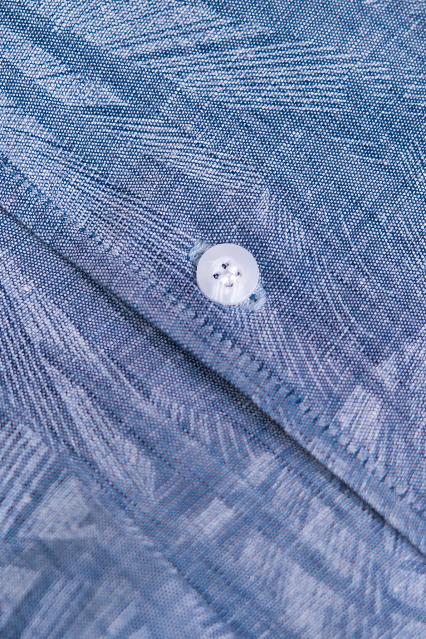 Blue Lino Printed Short Sleeve Shirt