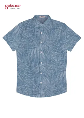 Blue Lino Printed Short Sleeve Shirt