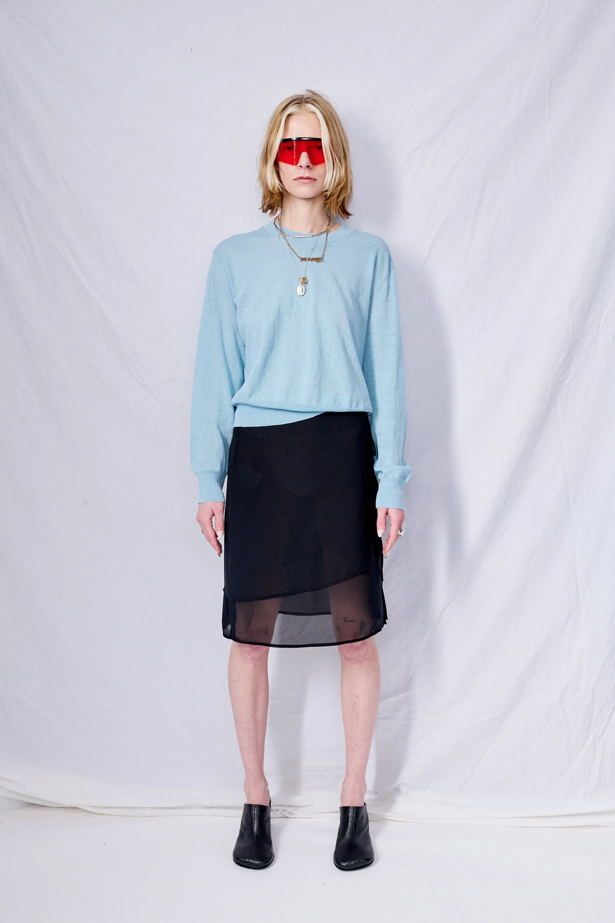 Blue Paperly Crewneck Sweater