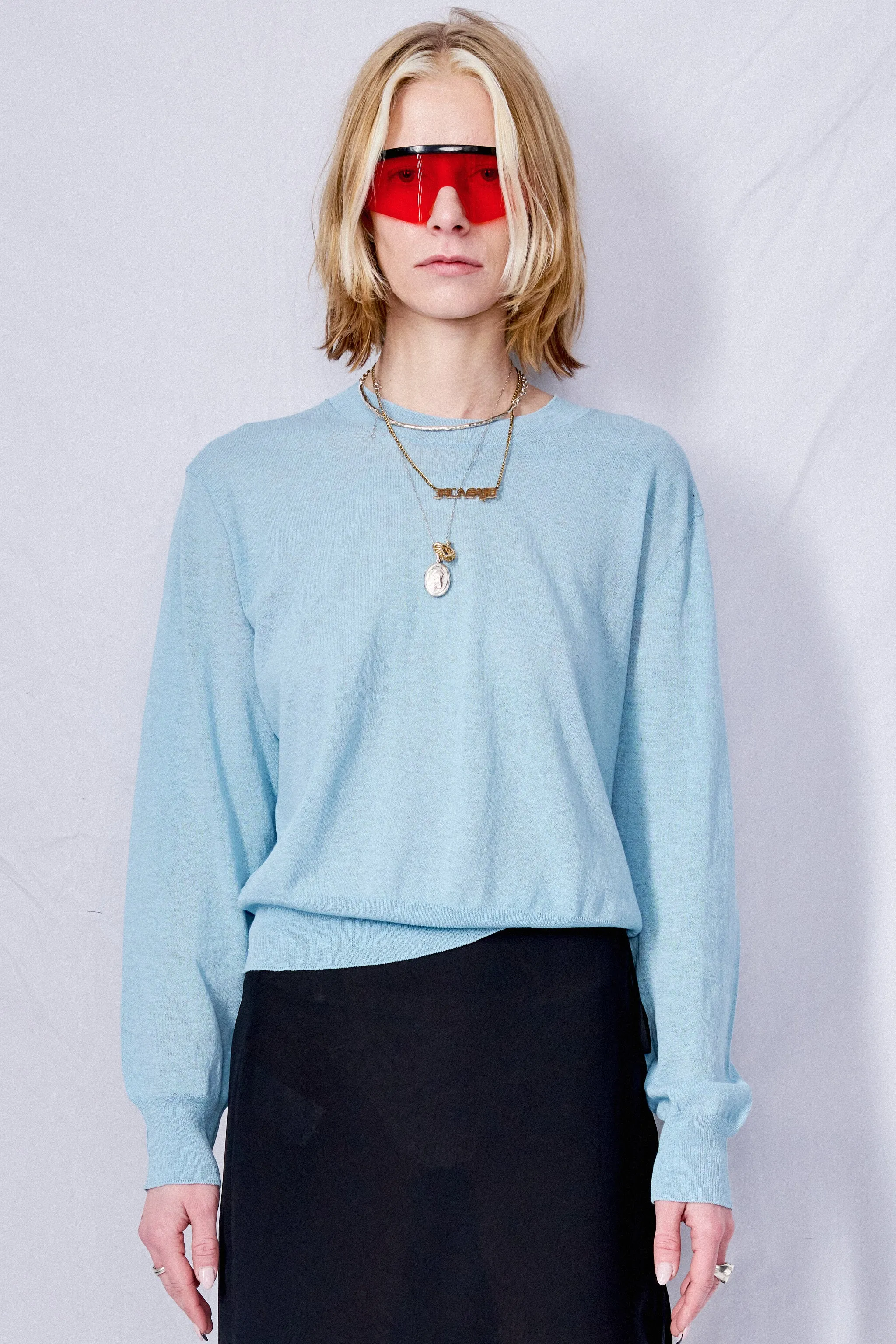 Blue Paperly Crewneck Sweater
