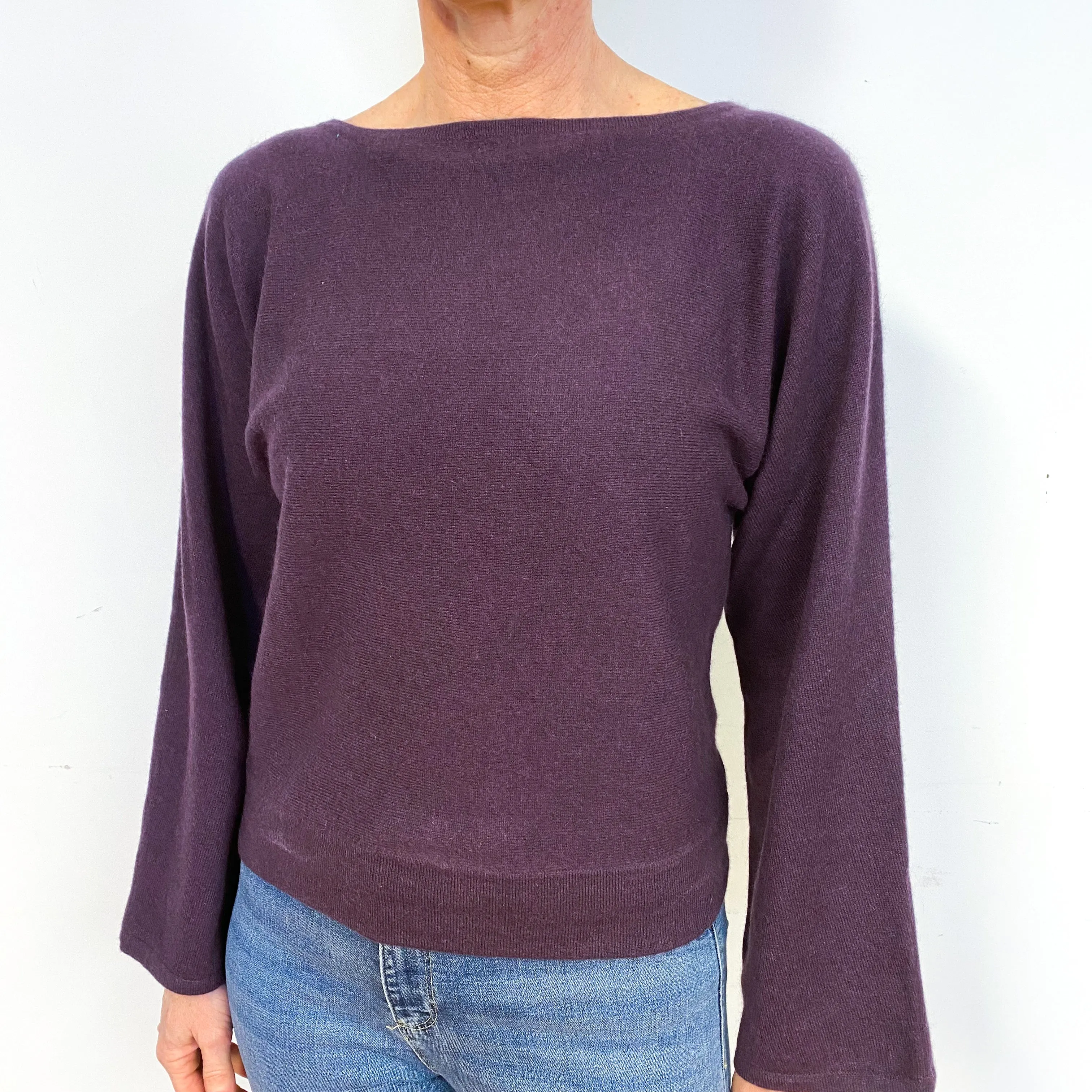 Blueberry Purple Cashmere Crew Neck Jumper Medium