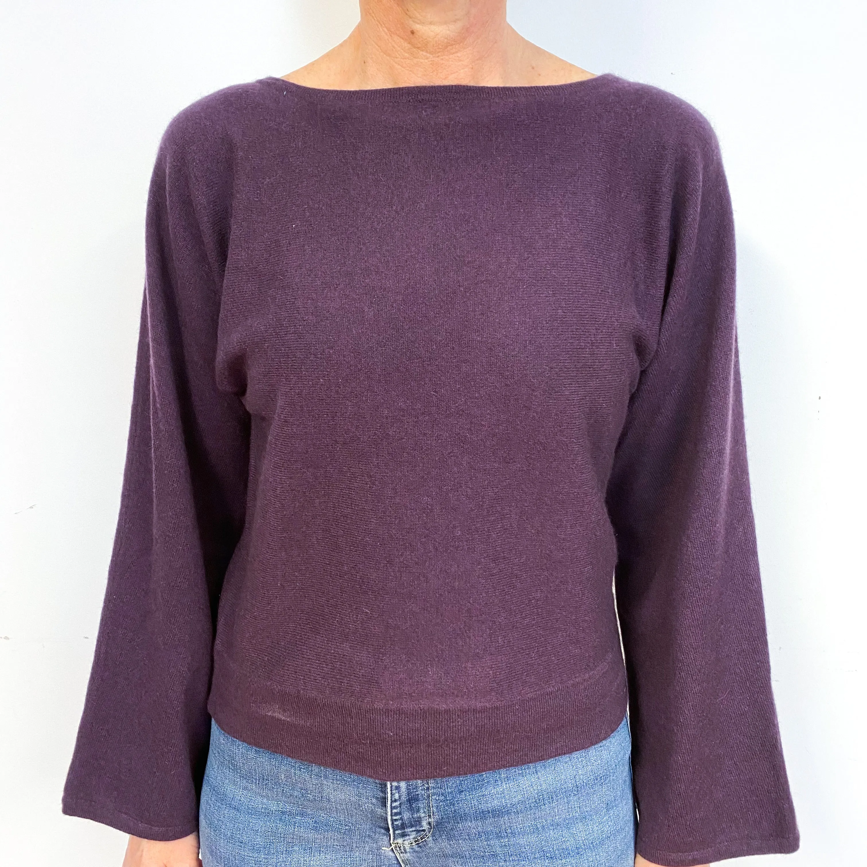 Blueberry Purple Cashmere Crew Neck Jumper Medium
